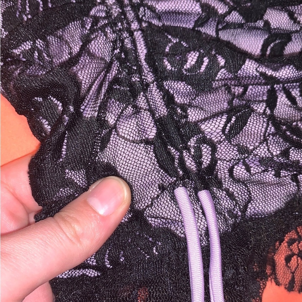 Lilac Pixie Floral Chic Fairy Ruched Lace Skirt - Picture 4 of 5